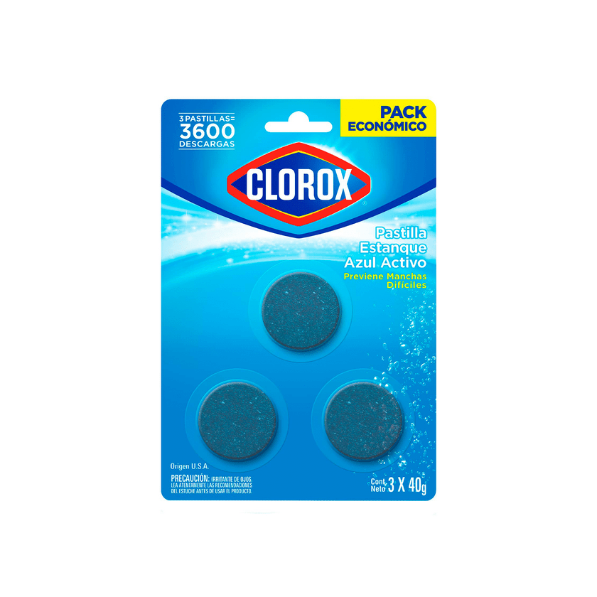 Pastilla Estanque Clorox Azul 40 g 3 Unidades