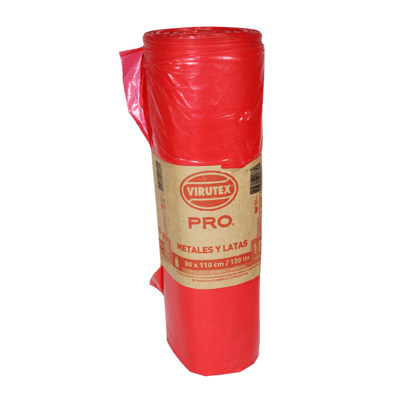 Bolsa de Basura Virutex Pro Rollo de 80x110 cm 10 Unidades Rojo