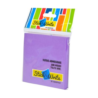 Nota Adhesiva Stick & Write Lila 100 Hojas 76x76 mm