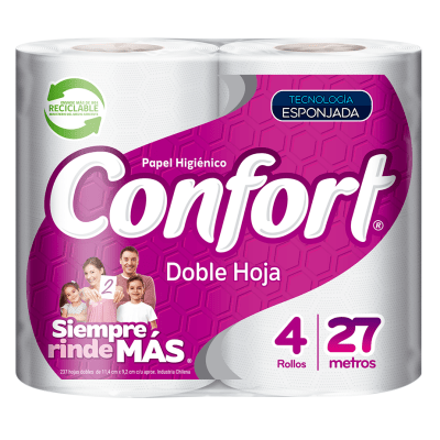 Papel Higiénico Confort Doble Hoja 27 M 4 Rollos