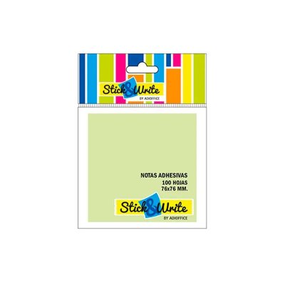 Nota Adhesiva Stick & Write Verde Claro 100 Hojas 76x76 mm