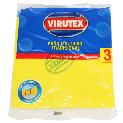 Paño Absorbente Virutex Multiuso 36x36 cm Amarillo Paquete de 3 Unidades