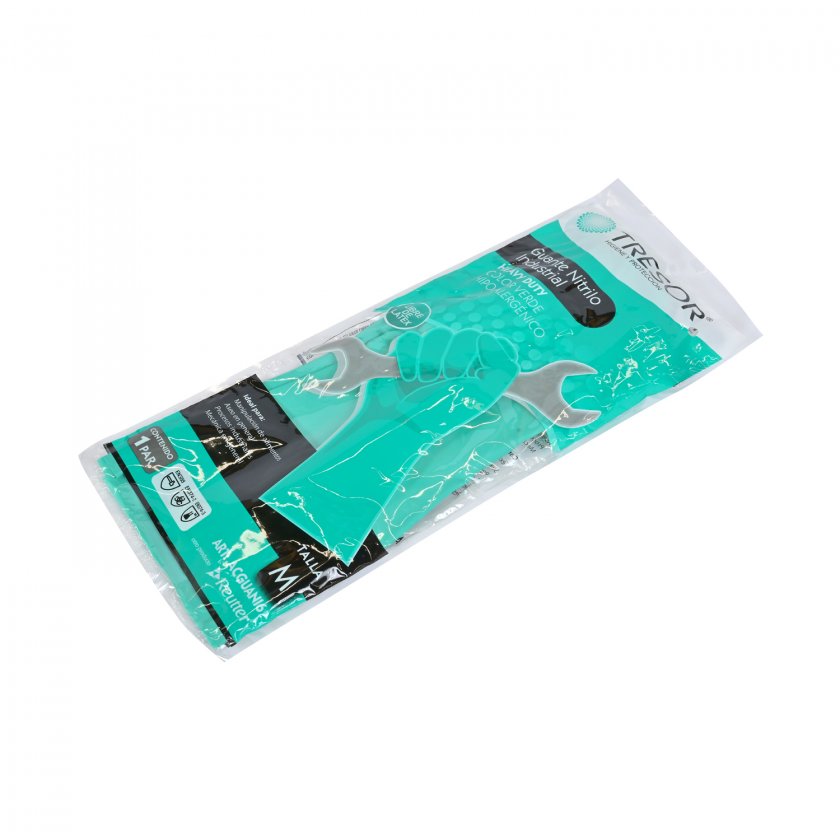 Guantes de Nitrilo Tresor Industriales Talla M Verde