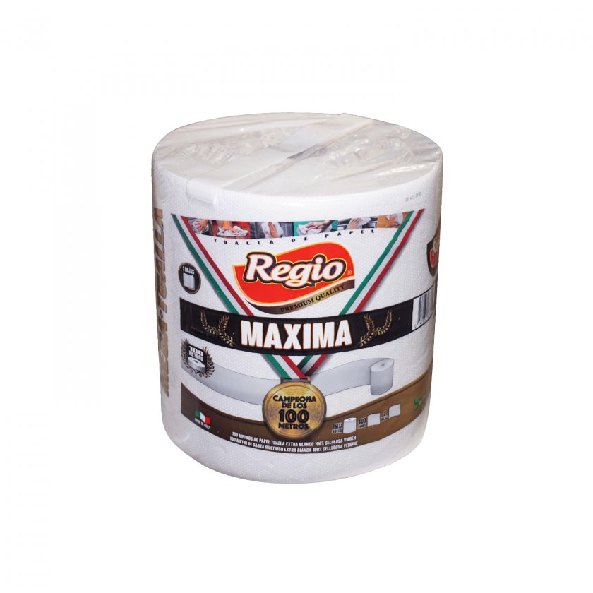 Toalla de Papel Regio Máxima 1 Rollo 100 m Doble Hoja