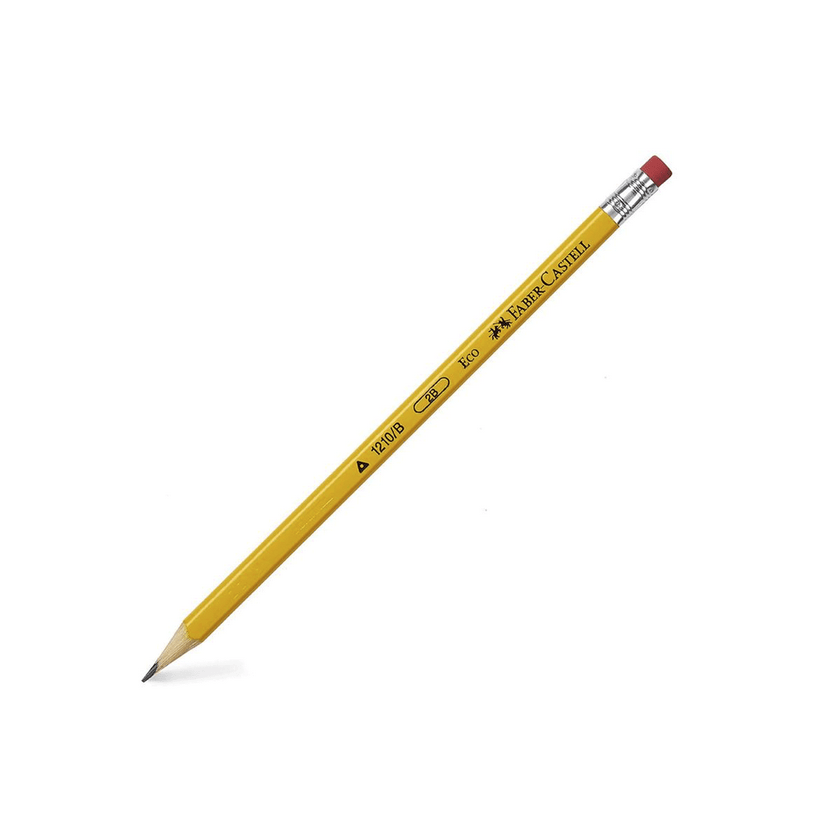Lápiz Grafito Faber-Castell N°2 B 1210 con Goma Amarillo