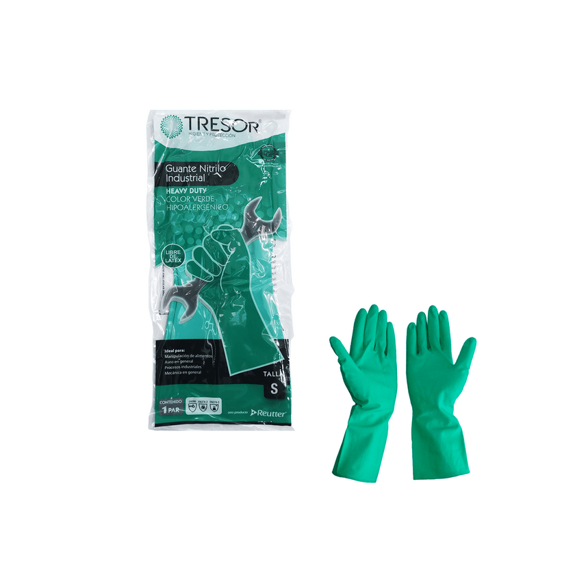 Oceanía Premonición Diacrítico Guantes Industrial Tresor Nitrilo Flocado Verde Talla S