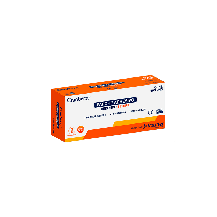 Parche Adhesivo Cranberry Redondo Estéril Caja de 100 Unidades