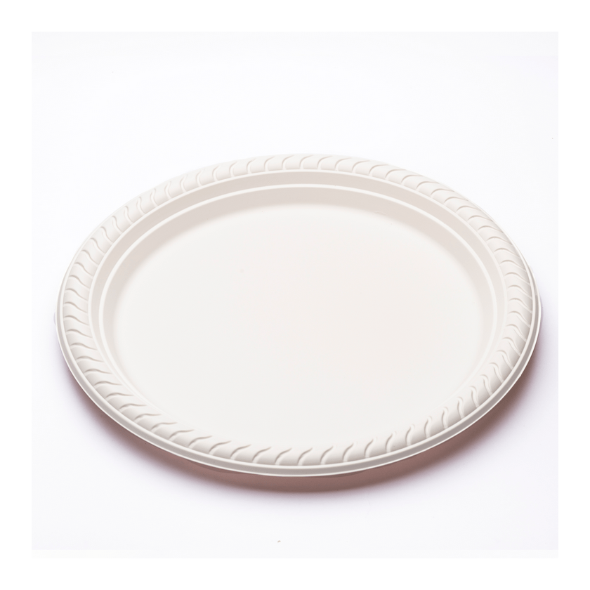 Plato Plástico Bio Ely Biodegradable Natural 25 cm 50 Unidades
