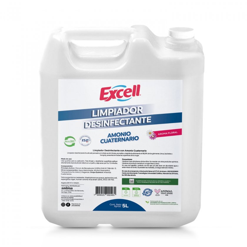 Limpiador Multisuperficies Excell con Amonio Cuaternario 5 L | Prisa