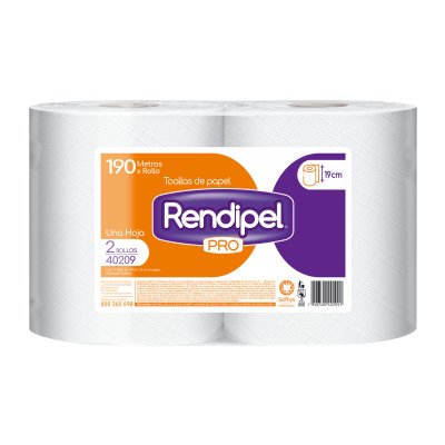 Toalla de Papel Rendipel Pro 2 Rollos 190 m Hoja Simple
