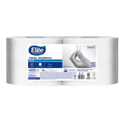 Papel Higiénico Elite Plus Hoja Simple 4 Rollos 400 m