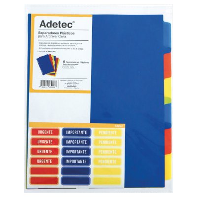 Separador Carta Adetec Plástico 6 Divisiones