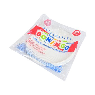 Plato Domingo Plástico Blanco 18 cm 20 Unidades