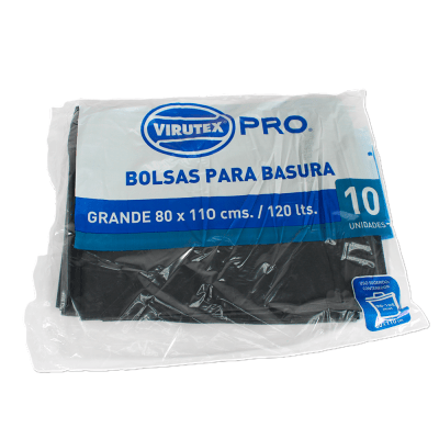 Bolsa de Aseo Virutex Pro Grande 80x110 cm 10 Unidades