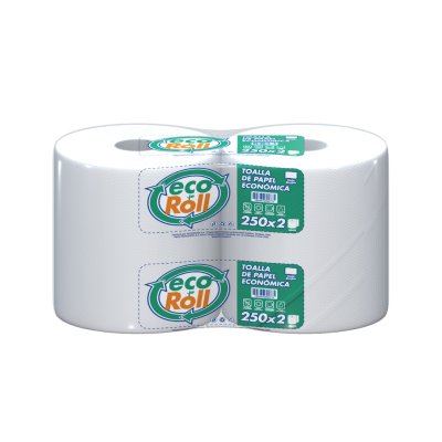 Toalla de Papel Ecoroll Económica 2 Rollos 250 m Hoja Simple