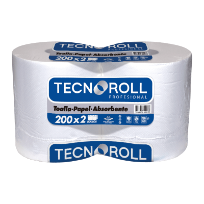Toalla de Papel Tecnoroll Jumbo 2 Rollos 200 m Hoja Simple