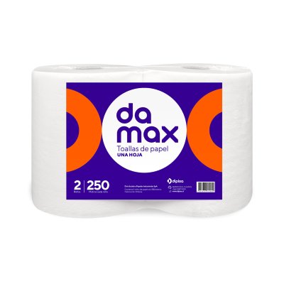 Toalla de Papel Damax 2 Rollos 250 M Hoja Simple