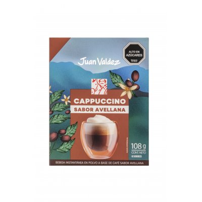 Café Juan Valdez Capuccino Avellana 108 g 6 Sobres