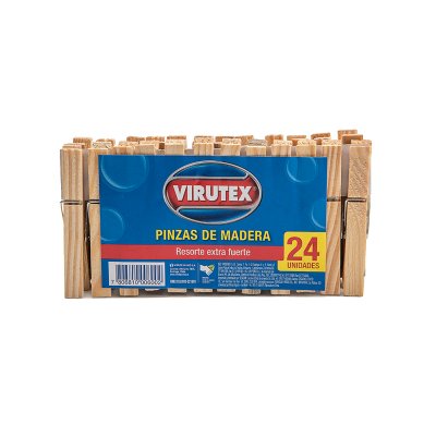 Pinzas para Ropa Virutex Madera 24 Unidades