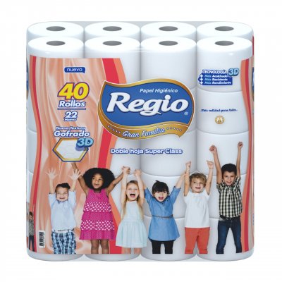Papel Higiénico Regio Gran Familia Doble Hoja 40 Rollos 22 m