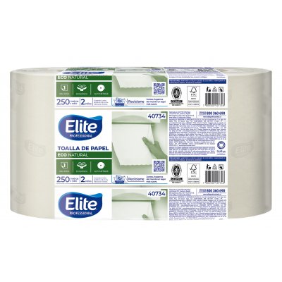 Toalla de Papel Elite Ecológica 2 Rollos 250 m Hoja Simple