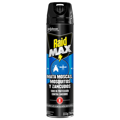 Insecticida Raid Aerosol Doble Acción Moscas, Mosquitos y Zancudos 360 cc