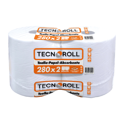 Toalla de Papel Tecnoroll Jumbo 2 Rollos 280 m Hoja Simple