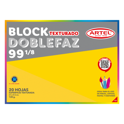 Block de Dibujo Artel 99 1/8 Doble Faz Texturado 20 Hojas