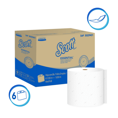 Toalla de Papel Scott Jumbo 6 Rollos 305 m Hoja Simple