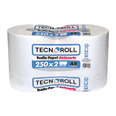 Toalla de Papel Tecnoroll Autocorte 2 Rollos 250 m Hoja Simple