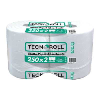 Toalla de Papel Tecnoroll Jumbo 2 Rollos 250 m Hoja Simple