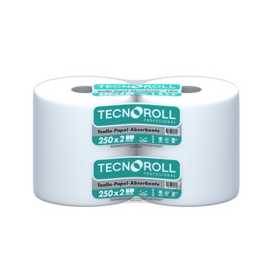 Toalla de Papel Tecnoroll Jumbo 2 Rollos 250 m Hoja Simple