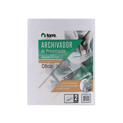 Archivador Oficio Torre con Presentación 2 Aros 2.0 Blanco
