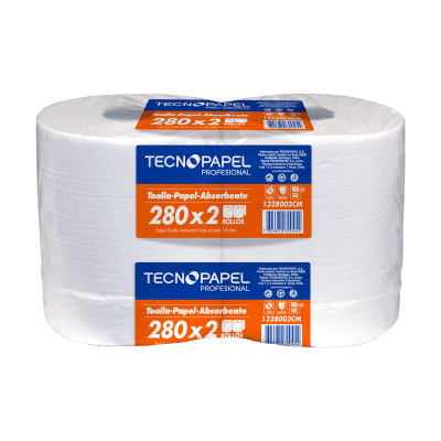 Toalla de Papel Tecnopapel Jumbo 2 Rollos 280 m Hoja Simple