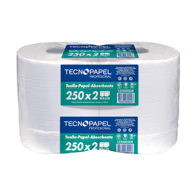 Toalla de Papel Tecnopapel Jumbo 2 Rollos 250 m Hoja Simple