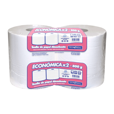 Toalla de Papel Tecnoroll Económica 2 Rollos 150 m Hoja Simple