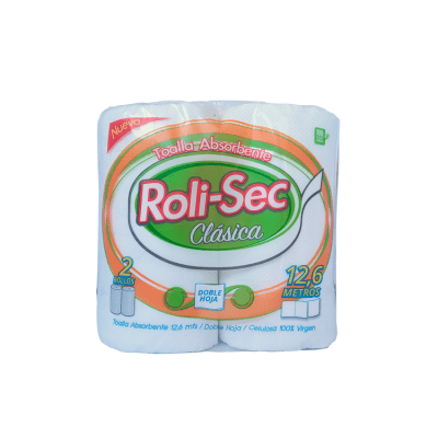 Toalla de Papel Roli-Sec 2 Rollos 12.6 m Doble Hoja