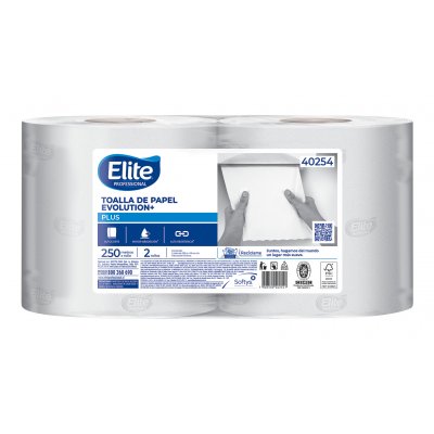 Toalla de Papel Elite Autocorte Evolution 2 Rollos 250 M Hoja Simple