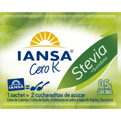 Endulzante en Polvo Iansa Cero K Stevia 0.5 g 2000 Sachet