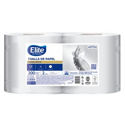 Toalla de Papel Elite 2 Rollos 200 m Doble Hoja