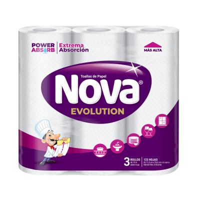 Toalla de Papel Nova Evolution 3 Rollos 14 m Doble Hoja