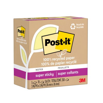 Nota Adhesiva 3M Post-it Cubo Eco Amarillo76x76 mm 350 Hojas