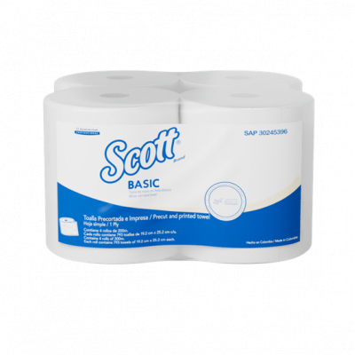 Toalla Papel Scott Basic Precortada 4 Rollos 200 m