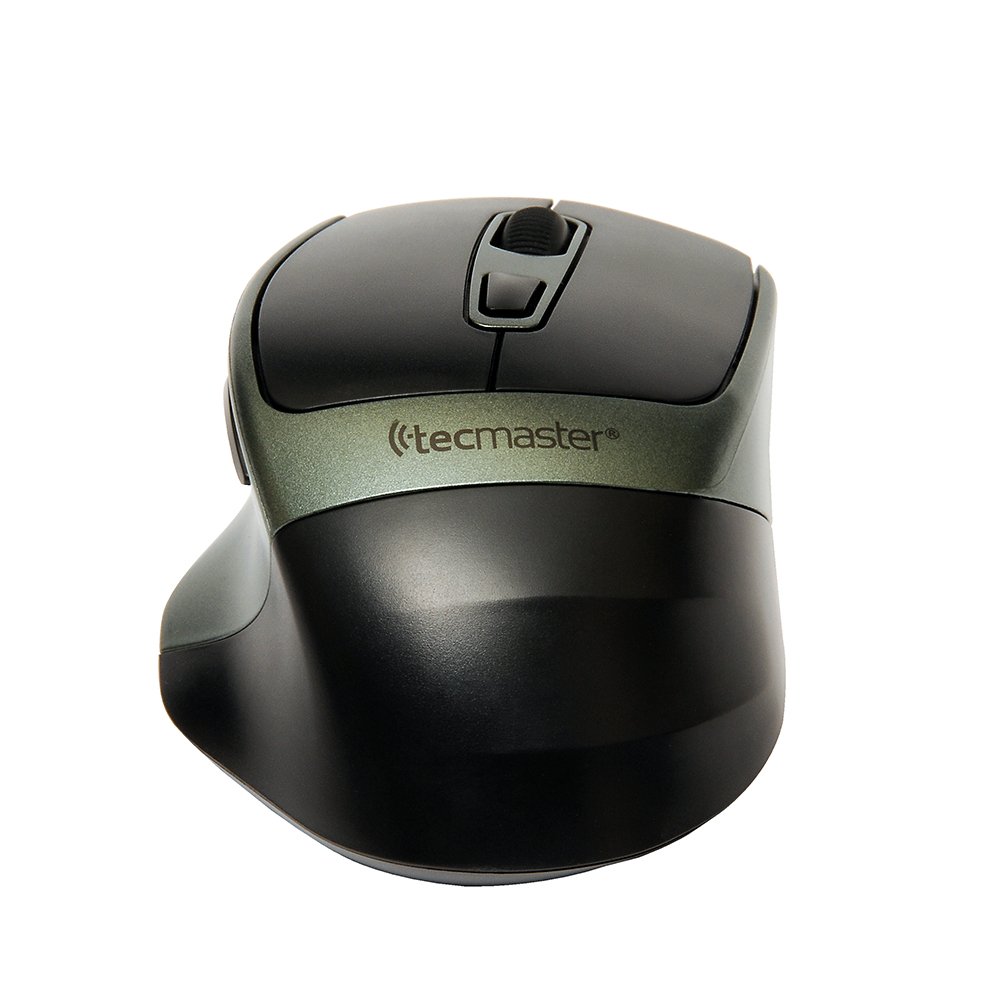 Mouse Tecmaster Inalámbrico Dual Recargable Negro con Línea Verde